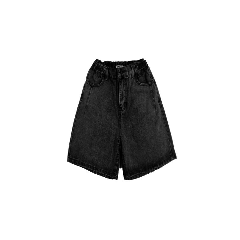 Street style loose fit knee length denim shorts
