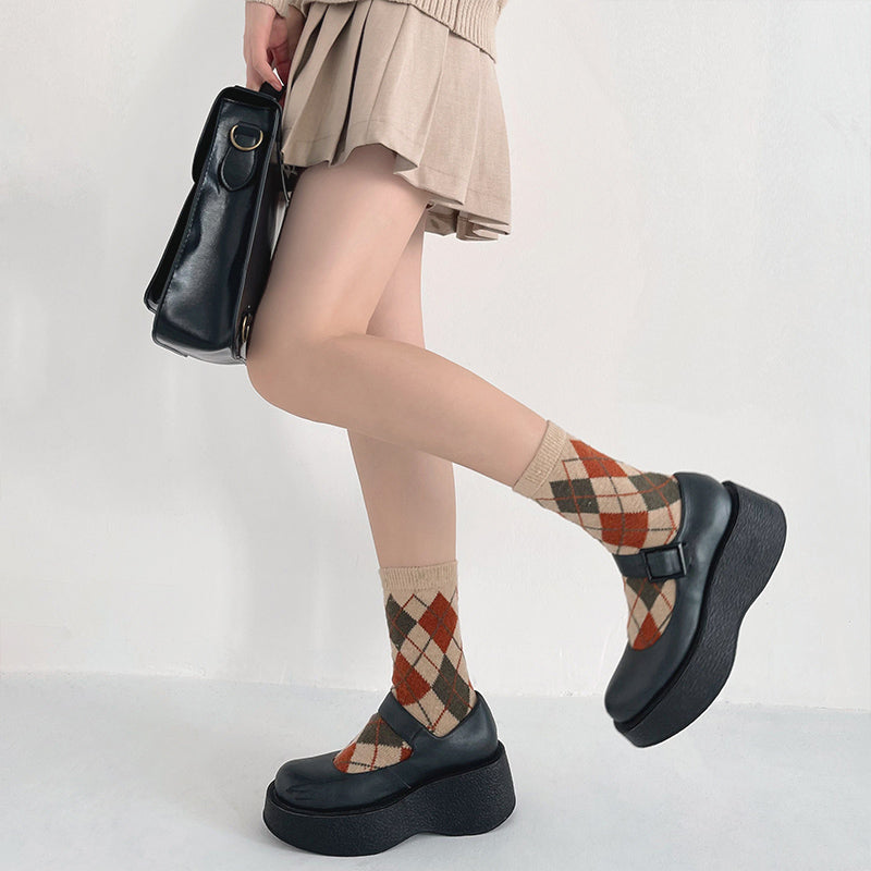 Classic Argyle ankle socks - Korean Fashion - magic COSMOS St.