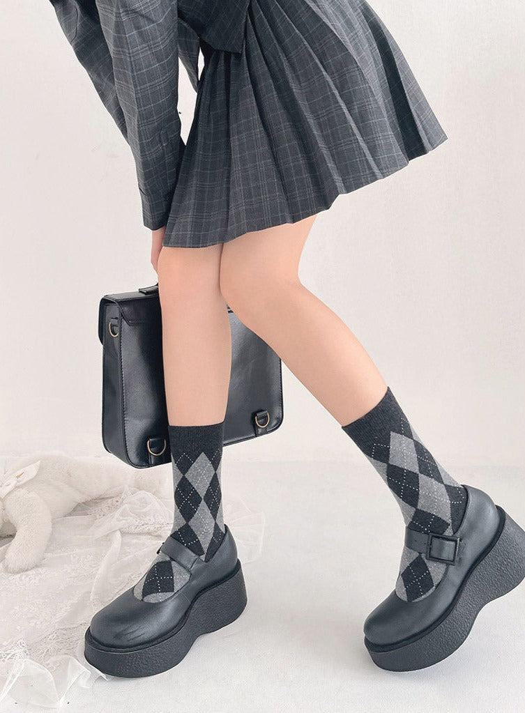 Elegant Harlequin argyle socks - Korean Fashion - magic COSMOS St.