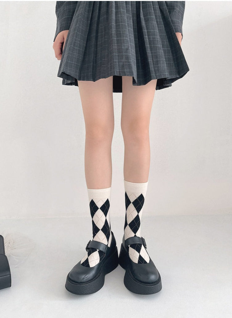 Elegant Harlequin argyle socks - Korean Fashion - magic COSMOS St.