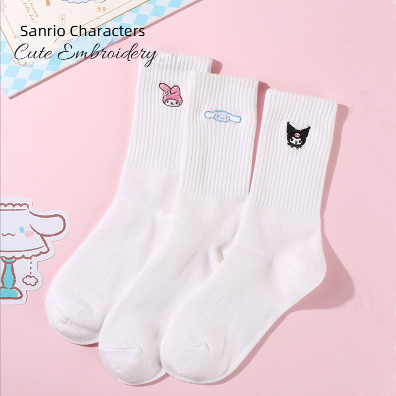 Sanrio Friends Embroidery Crew Socks - Miniso x Sanrio