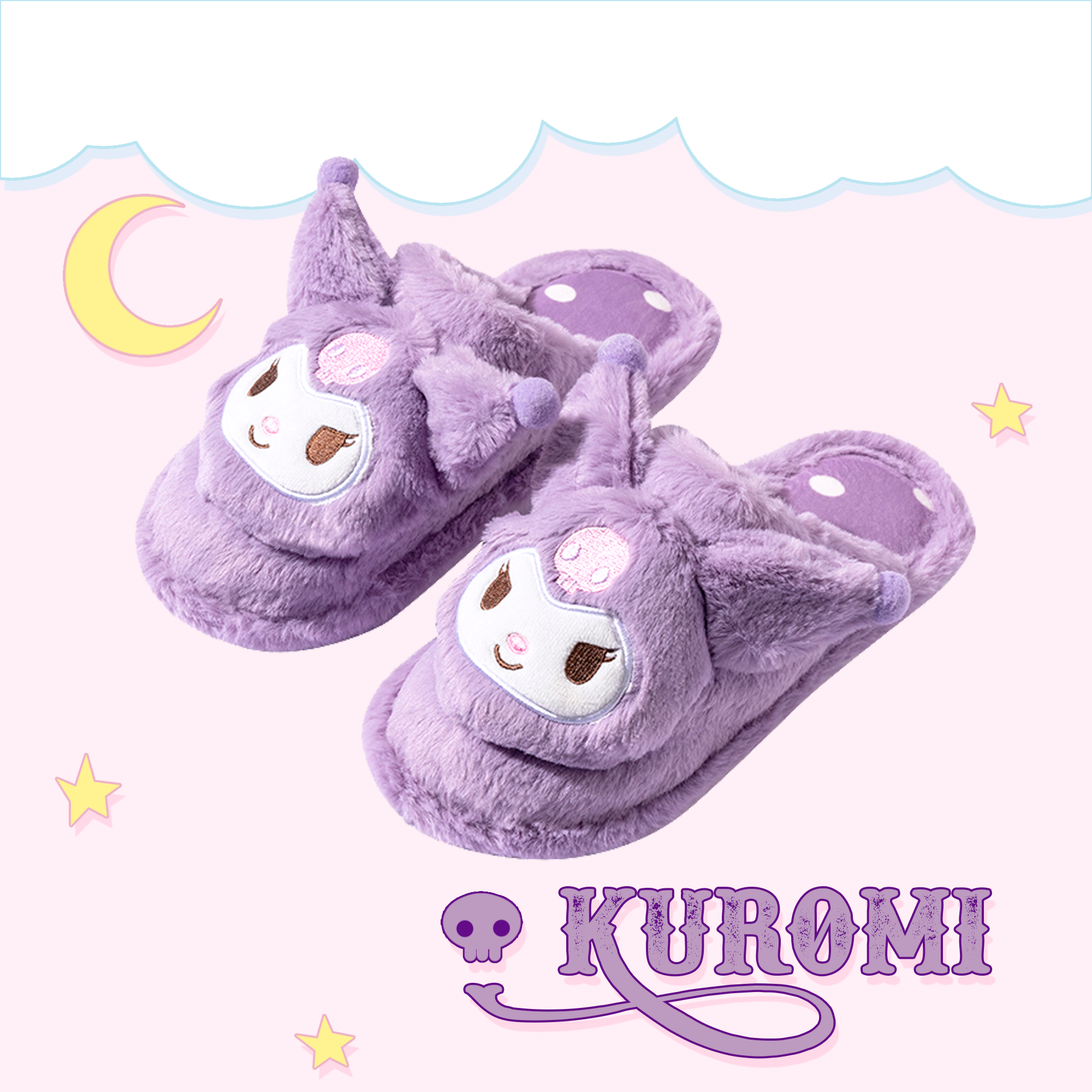 Kuromi fluffy house slippers - MINISO x SANRIO