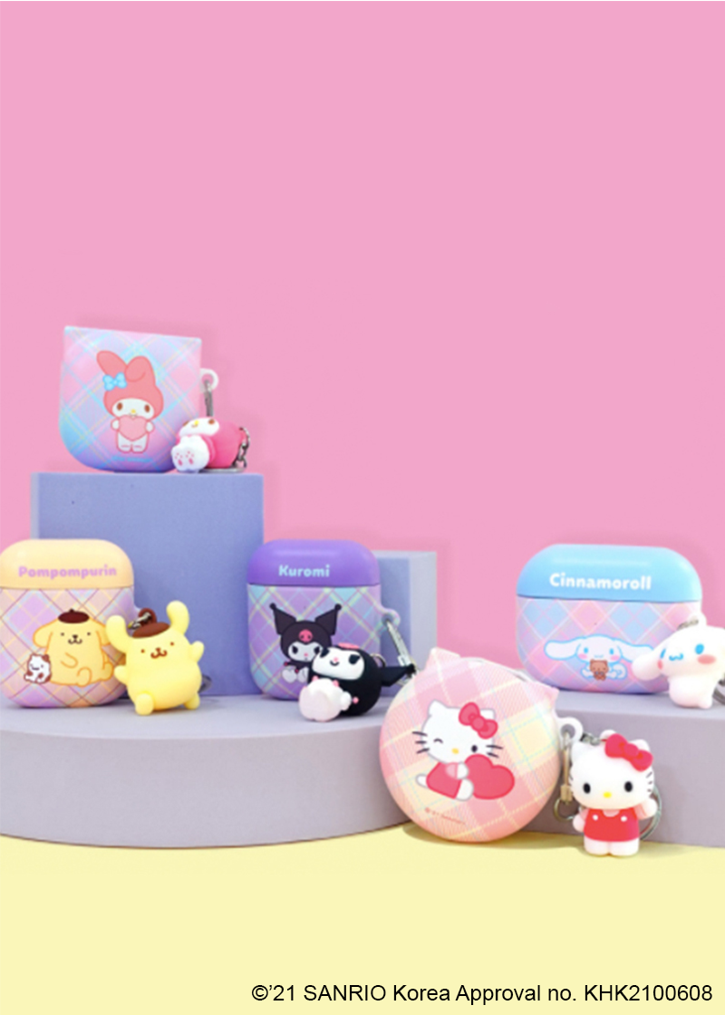Hello Kitty & Friends argyle airpods case cover & Keychain - SANRIO Korea