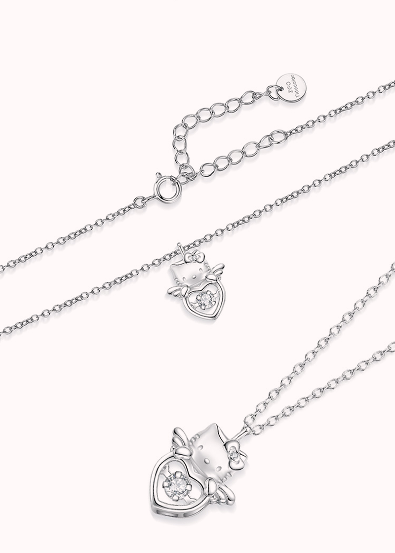 Hello Kitty winged heart sterling silver necklace with pendant - TIDE COLOR x SANRIO - Korean Fashion - magic COSMOS St.