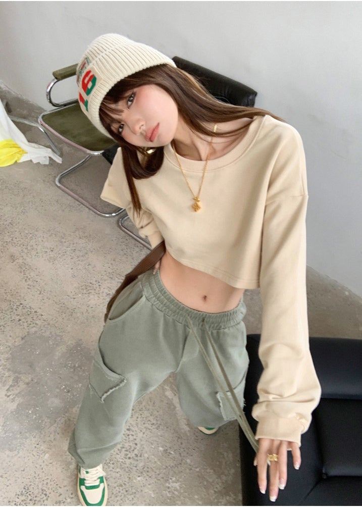 I Feel Like Lisa cropped sweatshirt - Korean Fashion - magic COSMOS St.