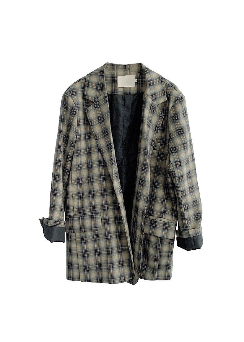 Like The 80s In The UK Checkered oversized blazer jacket - Korean Fashion - magic COSMOS St.