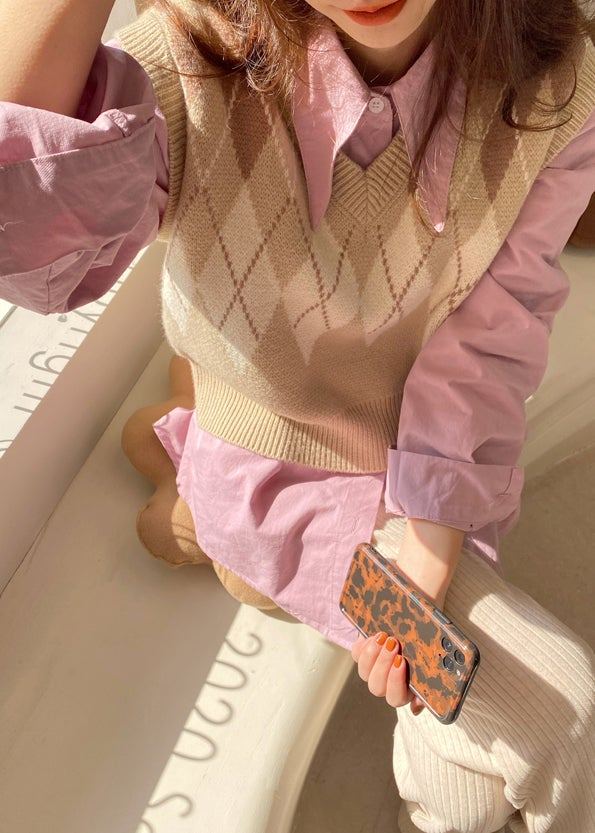 Little Cute Argyle short vest - Korean Fashion - magic COSMOS St.