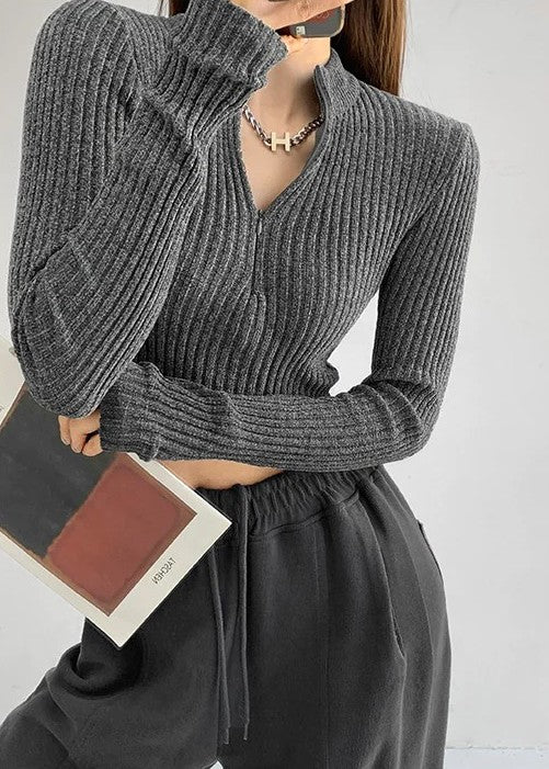 Tuesday Tips knit ribbed crop sweater