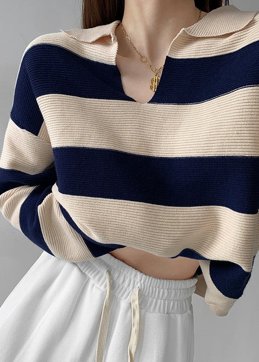 In Contrast striped long sleeved sweater top