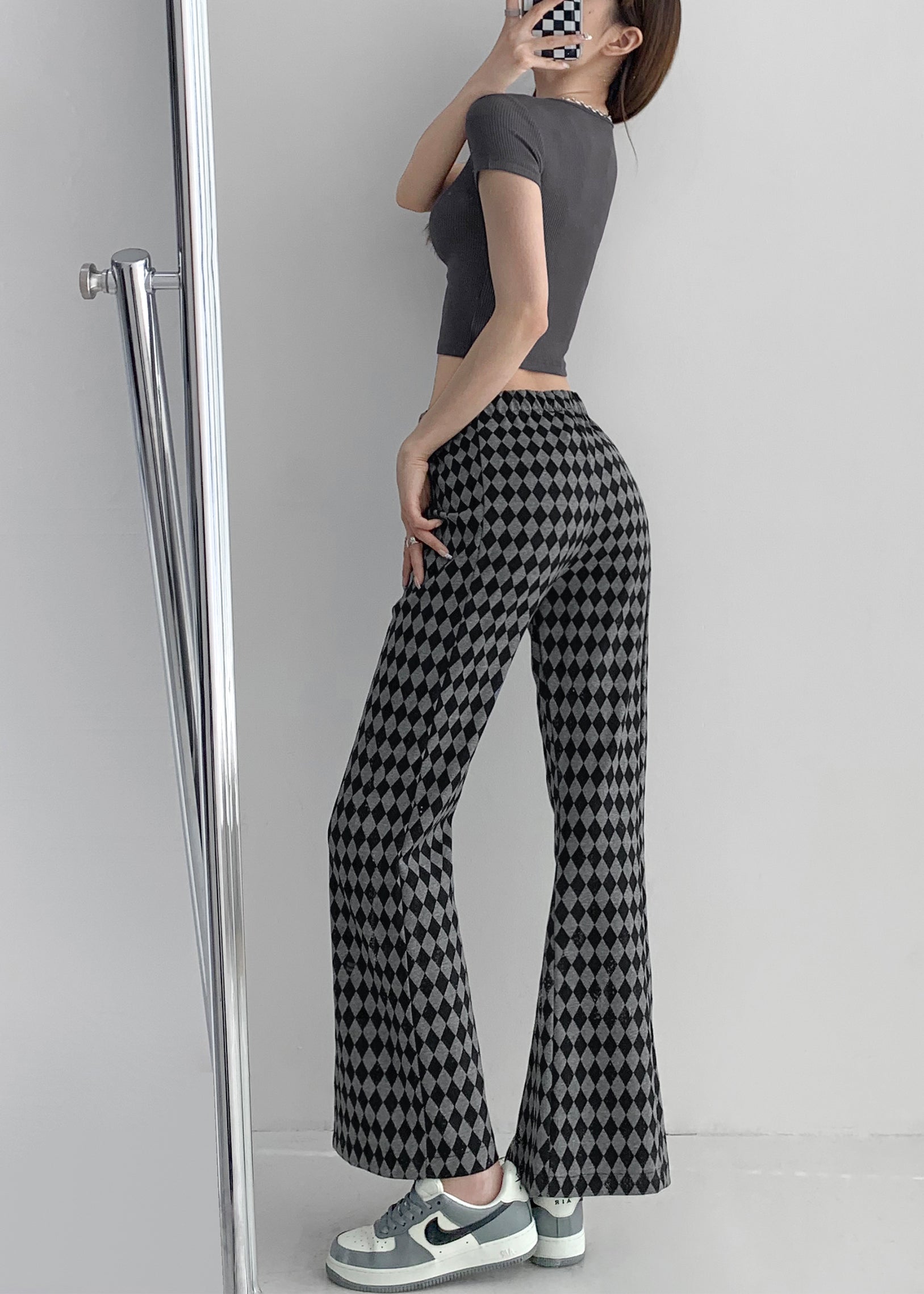 Checkmate Checkerboard front split pants