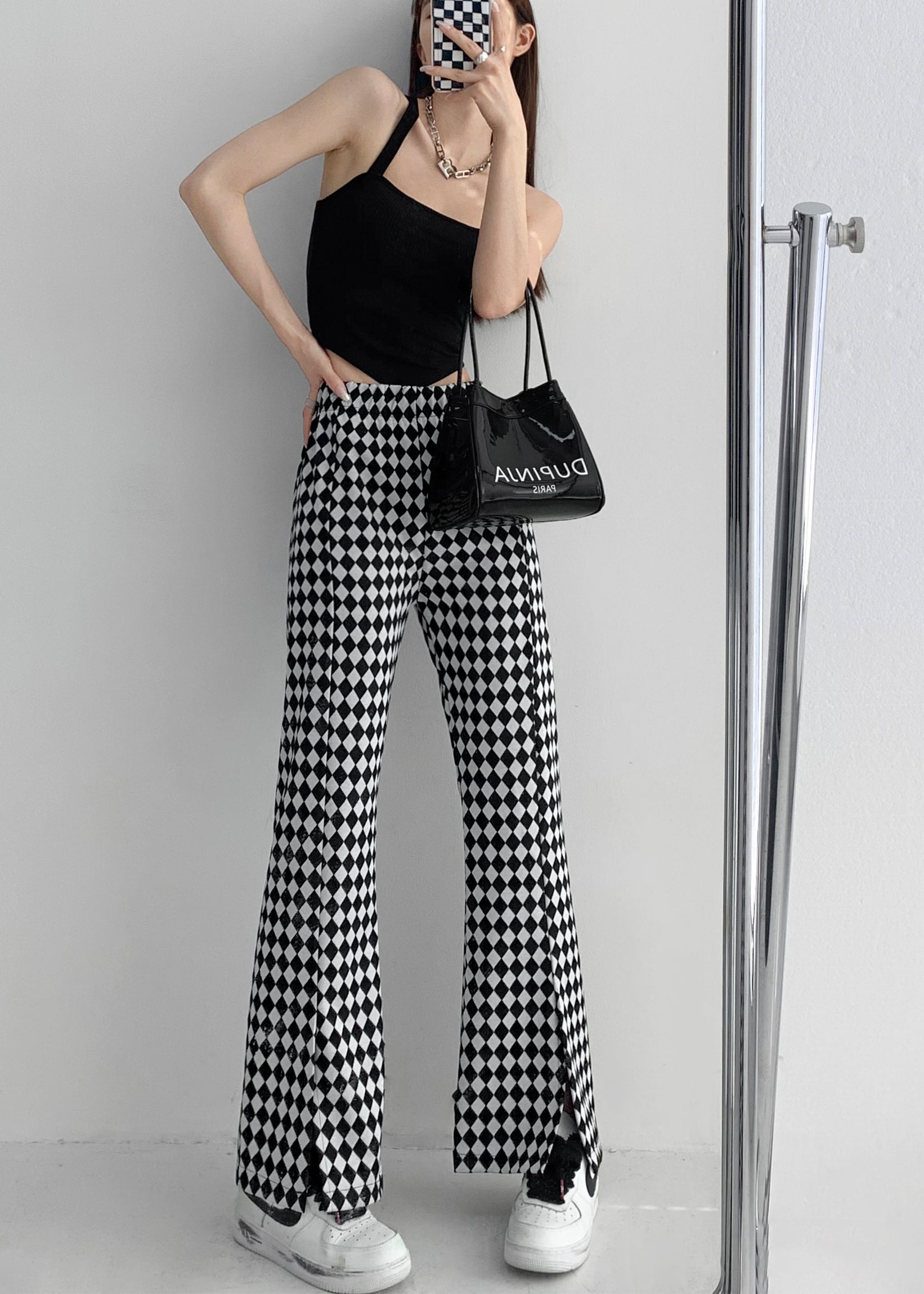 Checkmate Checkerboard front split pants