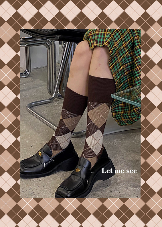 Perfect Argyle tall socks - Korean Fashion - magic COSMOS St.