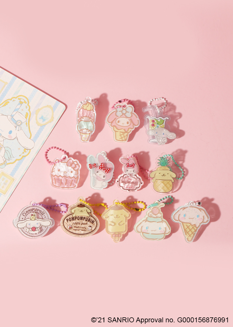 Sanrio Characters sweets charm brooch-keychain 2pc set - MINISO x SANRIO - Korean Fashion - magic COSMOS St.