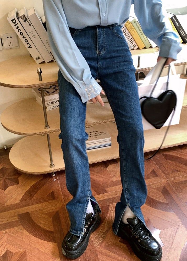 Slit At The Ankle side slit jeans - Korean Fashion - magic COSMOS St.